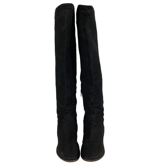 Vince Camuto Karinda Black Suede Over The Knee Perforated Boots Womens 10M 40