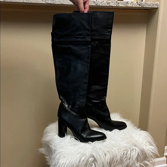Michael Kors Black Over-The-Knee Leather Boots