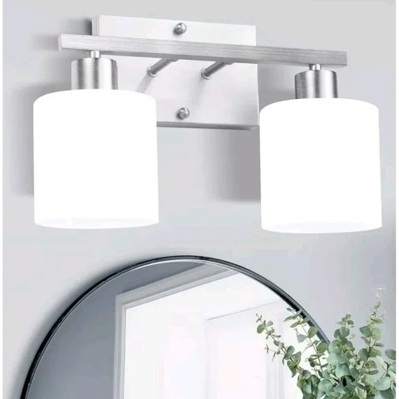 2 Light Brushed Nickel‎ Wall Lighting, Modern Vanity Lights