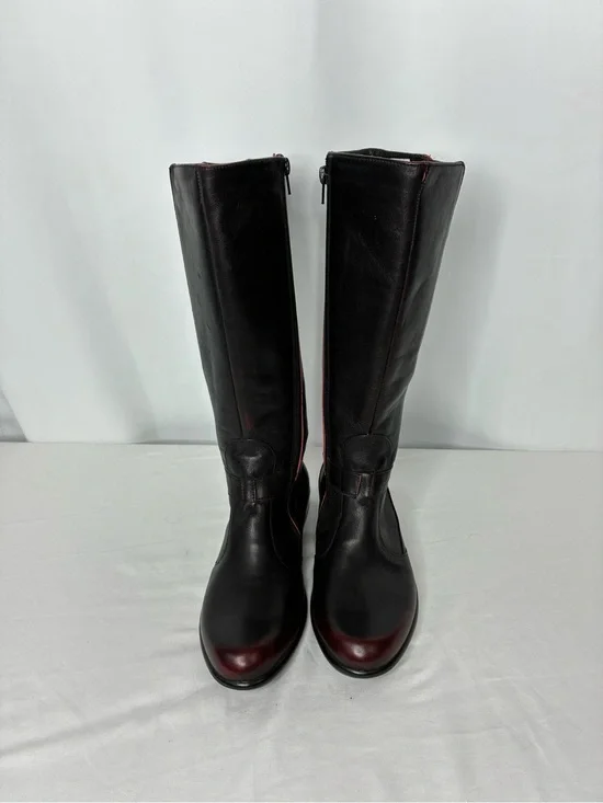 NAOT Leather Knee High Boots EU 37 US 6.5-7 Brown Riding Comfort Zip Boots