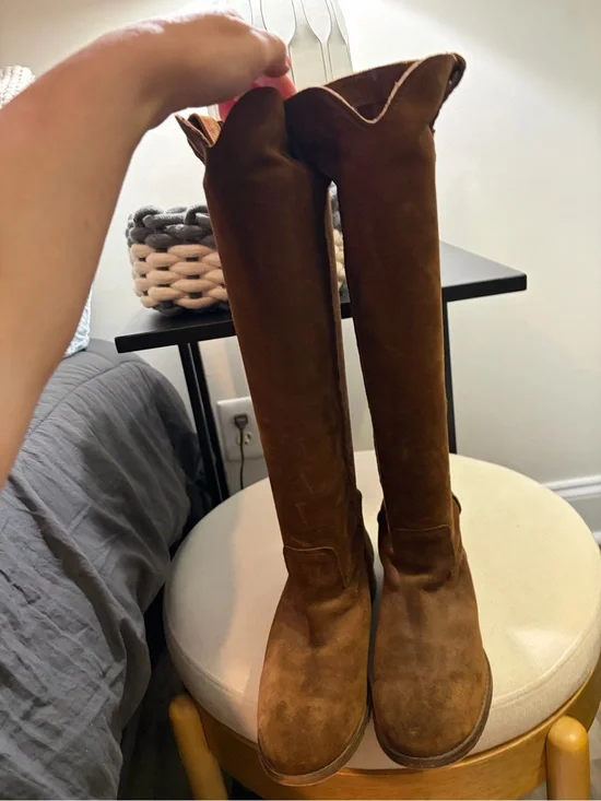 Frye Cara Tall Suede Riding Boots - Brown
