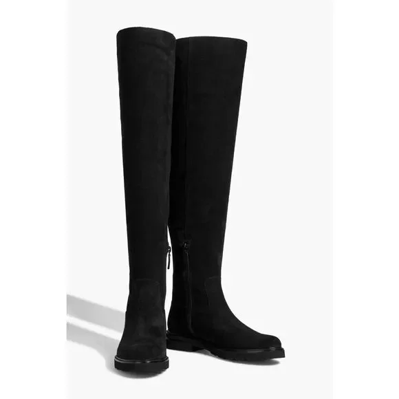 Stuart Weitzman Women's Black Chicago Lug Suede Over-the-knee Boots Size 9 SF735