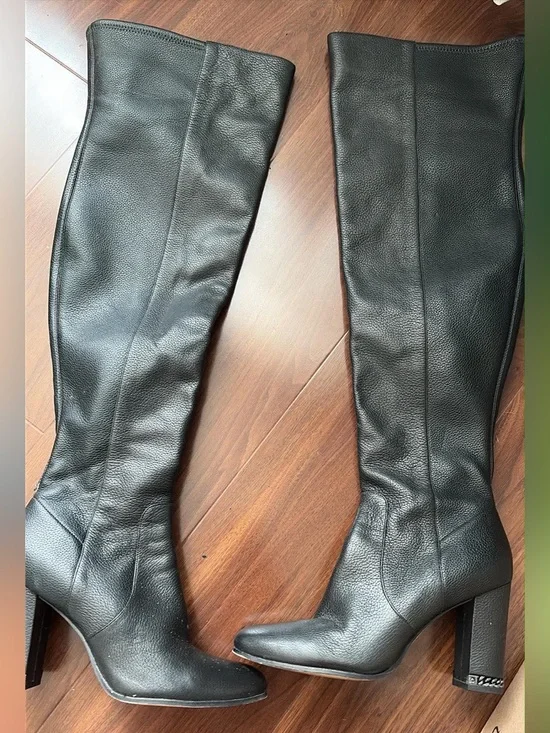 Michael Kors Black Leather Knee-High Women's Boots - Classic Block Heel