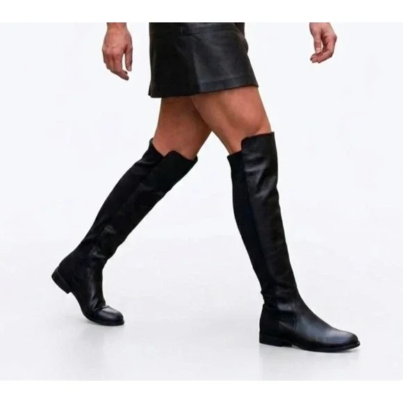 $115 MSRP Unisa Uncollean Black Over The Knee Stretch Back Tall Boots Womens 7.5