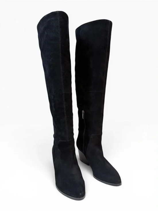 Vince Camuto Nestel Knee High Suede Heeled Boots Black Size 7