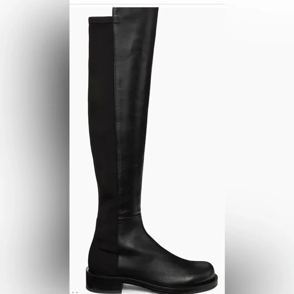 Stuart Weitzman Black Leather & Stretch Over-the-Knee Riding Boots