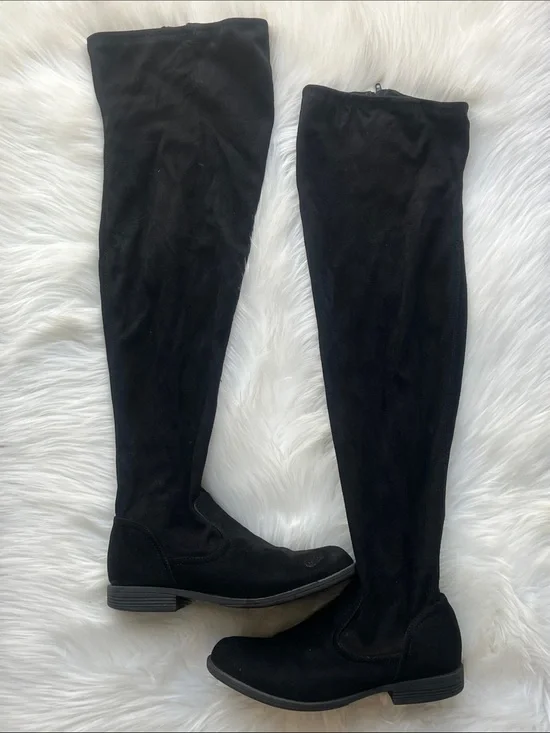 Bamboo Classic Black Over-the-Knee Women's Suede Boots