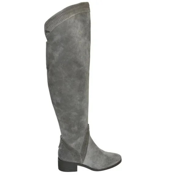 Vince Camuto Karinda Over the Knee Boot Gray Suede Size 7 Fall Casual Neutral