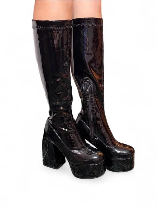 Patent leather Platform Boots - Black