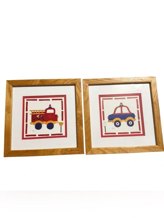 Trucks & Cars by Carol Robinson Framed Prints Boys Room Nursery Firetruck Police