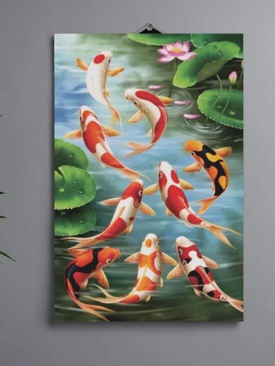 Koi Fish Pond Feng Shui Luck Colorful Home Decor Wall Art Photo Print 8.5x11in