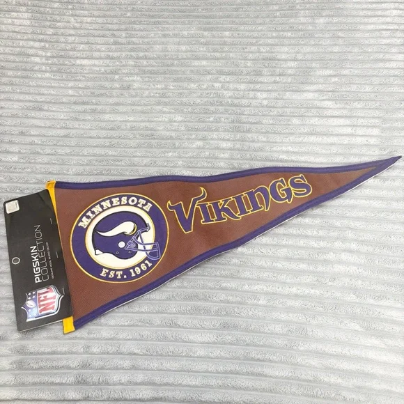 NFL Pigskin Collection Genuine Wool Blend‎ Decor Minnesota Vikings Flag