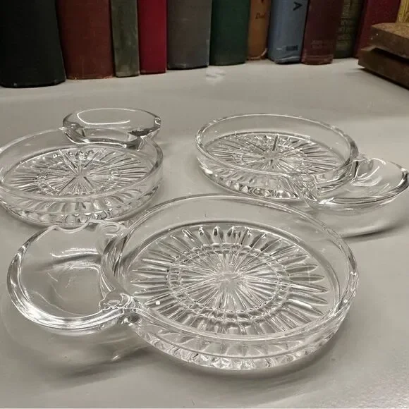 Vintage MCM Sip N Smoke Glass Coaster Ashtray Combo Set of 3 mid century modern