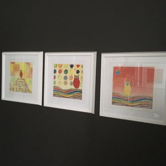 NWT!Modern Graphic Art Print In White Wooden Frame
