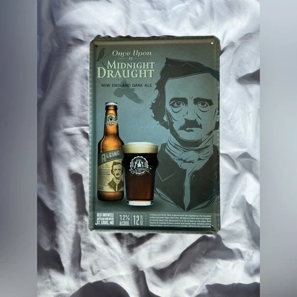Edgar Allan Poe Midnight Draught Metal Sign