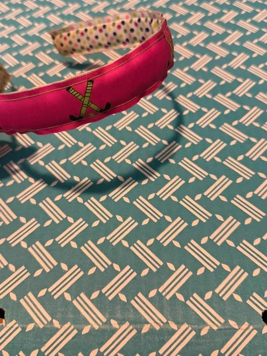 Pink Printed Reversible Fabric Headband - Kids Field Hockey theme Accessories