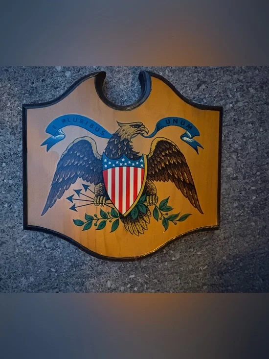 Source Unknown Patriotic Eagle Shield Wall Art - Red, Blue, Brown & Green