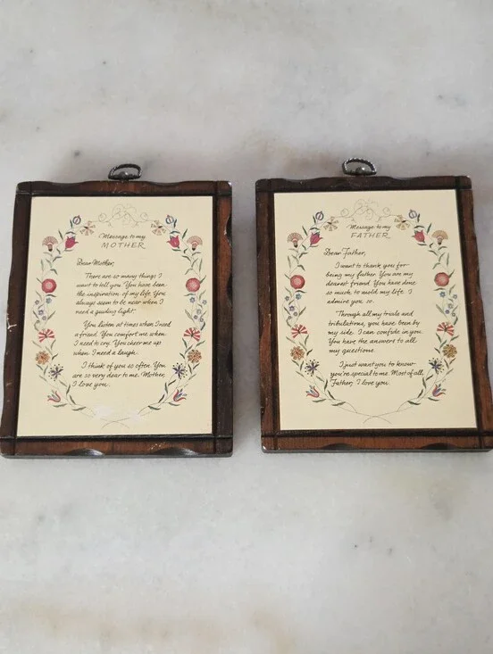 Vintage Wooden Wall Plaques Featuring Sentimental 