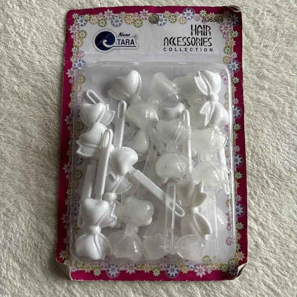 NWT Kids Bow Hair‎ White Clear New Tara Vintage Barrettes Coquette Clips 18 Pack