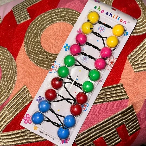 Kids Ponytail‎ Holders With Beads - Assorted Colors