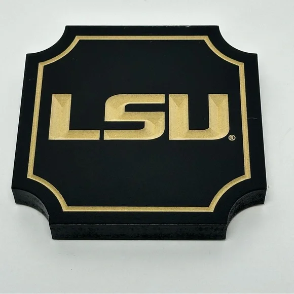 LSU Black and Gold Wood Carved Plaque New Collectors Home Decor