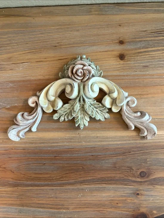 Miniature Ornate Rose Accent Wall Decor - Cream, Pale Pink & Light Green