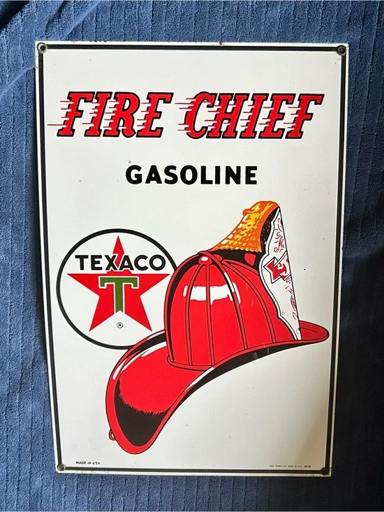 Fire Chief Red & White Metal Wall Sign