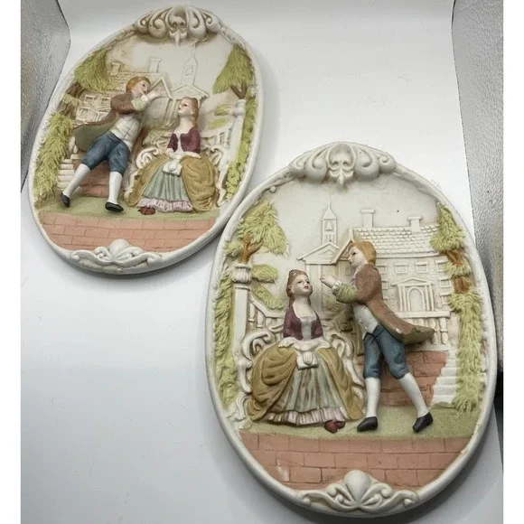 Vintage Victorian Wall Hanging 3D Sculpted Plaques