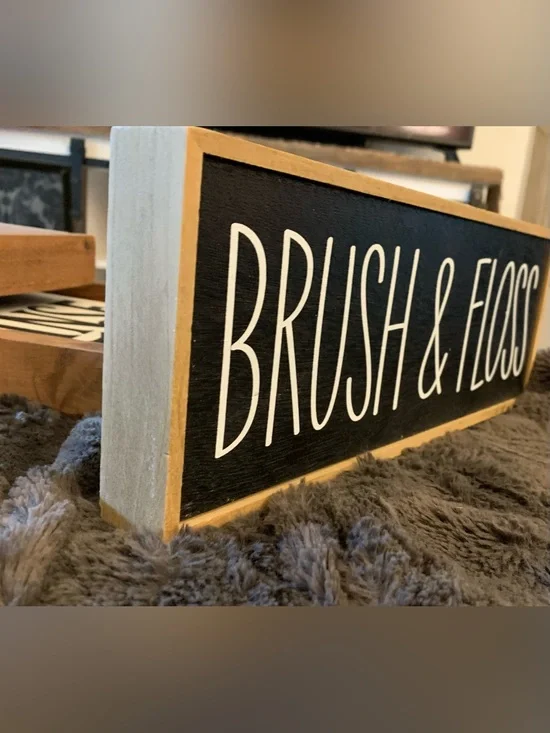 Decorative Brush & Floss Black and White  Sign