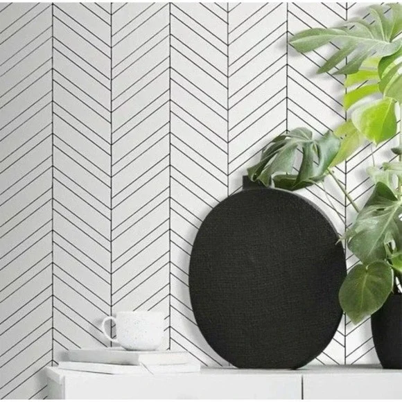 DicoFUN White Peel and Stick Tile Backsplash Chevron Herringbone 10 Sheets