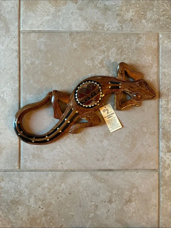 Handcrafted Wooden Brown Lizard Wall Decor