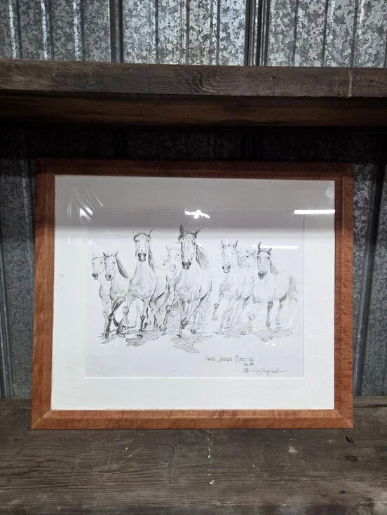 Van Jesse Curtis Signed & Numbered Wild Horses Sketch Art Print 126/990
