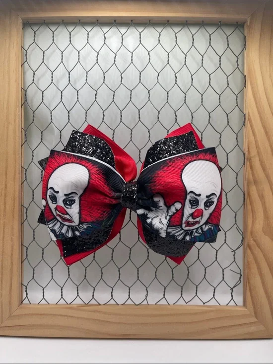 Handmade Spooky Clown Hair Bow