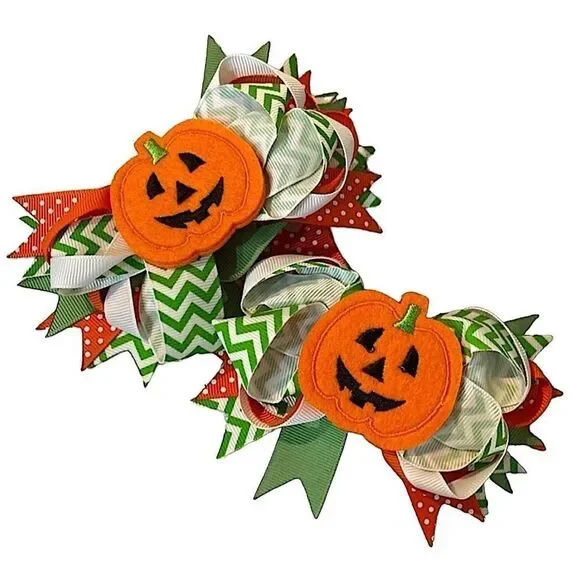 🌴 5” Stacked Halloween Bow Clip