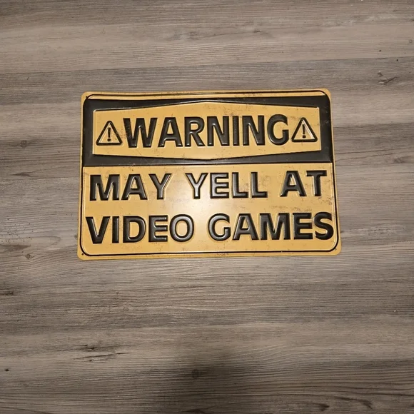 Yellow and Black Rustic Gaming Wall Decor Sign
