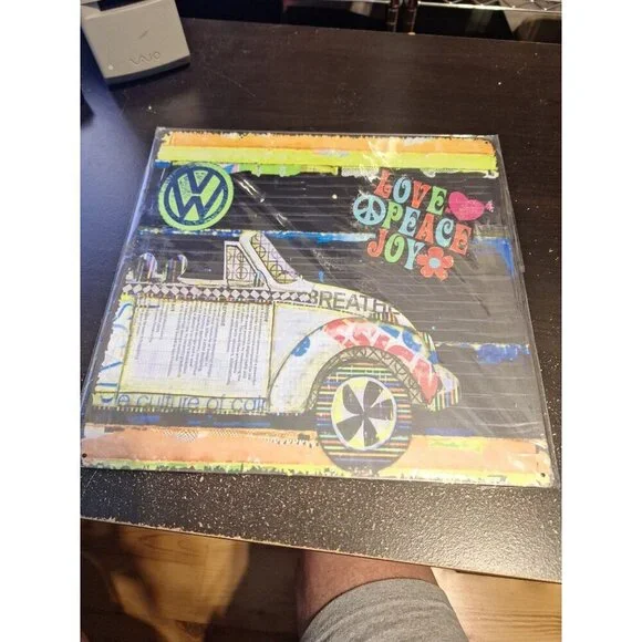 VW Style Love Peace Joy Metal Tin Sign 12
