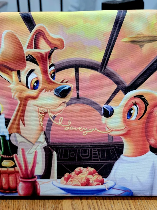 Lady & The Tramp/Star Wars Wall Art Canvas Print - Pink & Orange