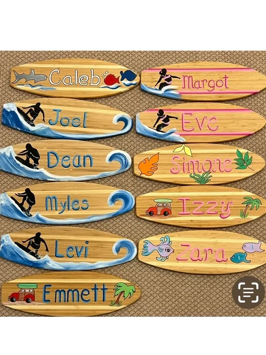 Wood surf surfboard beach coastal pool sign Wall Art personalized