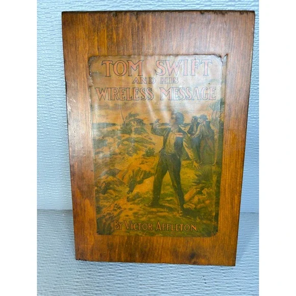 Vintage Tom‎ Swift and His Wireless Message Wood Wall Plaque Victor Appleton Art