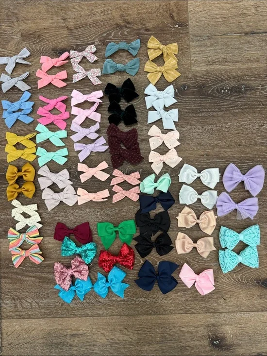Assorted Girls' Fabric Mini Hair Bows - Pack of Mixed Colors