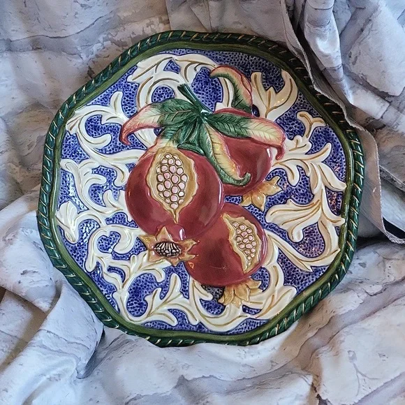 Fitz and Floyd Classics Florentine Fruit Canape Plate pomegranate