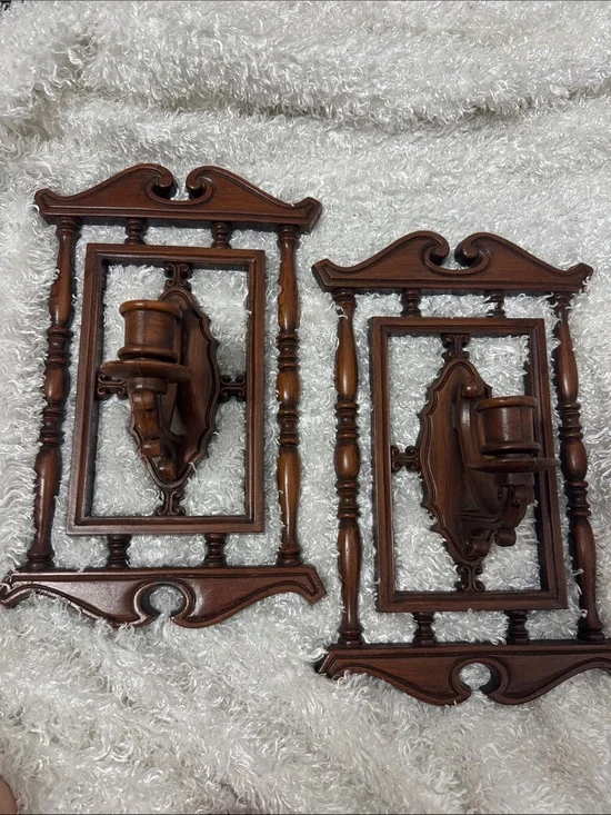 Vintage wall sconce candle holder pair