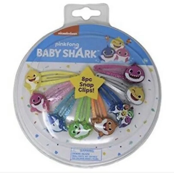 8 Baby Shark Snap Hair Clips