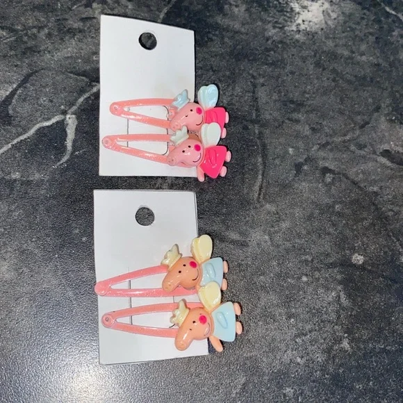 2 Sets Of Peppa 🐽 Pig Baby Barrettes