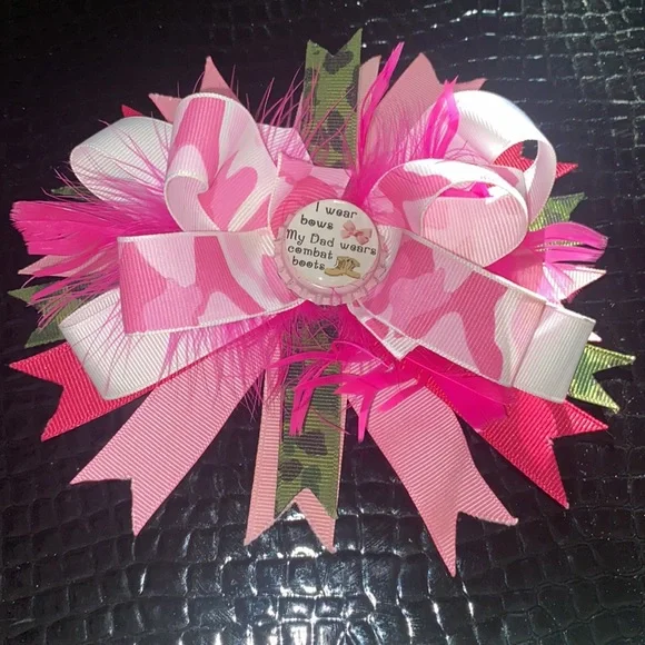 Handmade: I wear bows 🎀My Dad wears combat boots Hair bow
