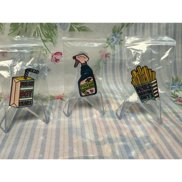 Set of 3 Funny Enamel Pins 2