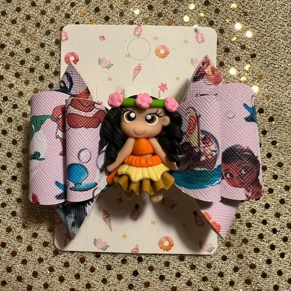 Disney Pink and Orange Hair Bow Accessory