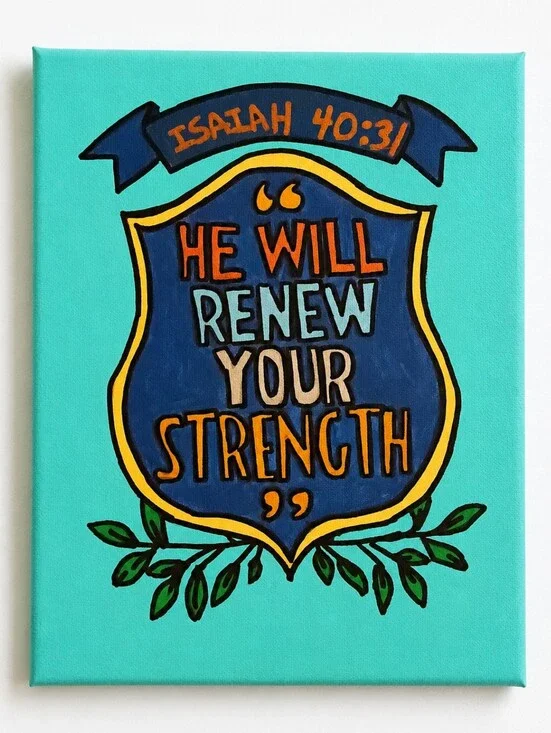Hand Painted Isaiah 40:31 Bible Verse Canvas Wall Art Christian Decor