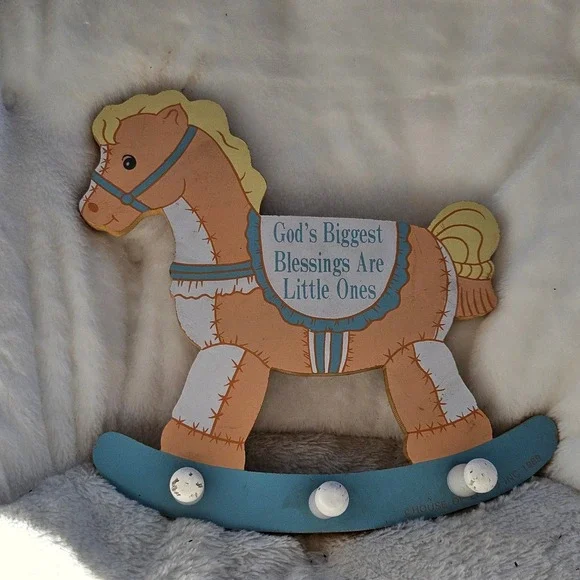 Vintage Rocking Horse Wall Decor‎ God's Biggest Blessings Are Little Ones baby