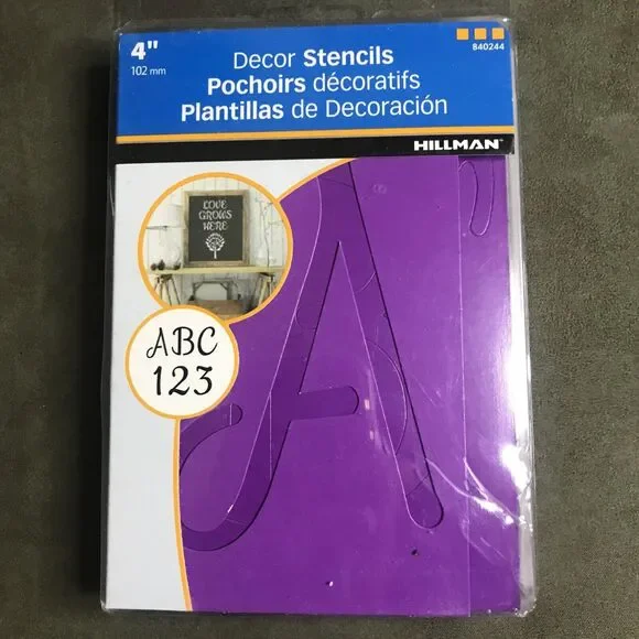 Hillman 4 inch Script Reusable‎ Decor Stencils #840244 Letters Numbers